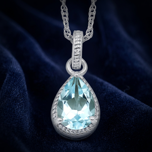GOURIK Colgante Solitario de Topacio Azul Cielo en Forma de Pera con Engaste de Garra, Plata 925, Joyería Fina de Lujo para Mujer, Boda y Uso Diario - Product Image 3