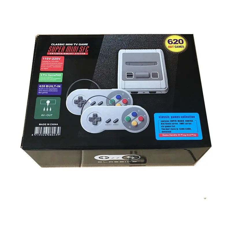 Klasik 620 In 1 TV çıkışı Mini oyun konsolu abd ab İngiltere AU fiş SFC NES Retro TV kontrolörleri için kablolu gamepad aksesuarları