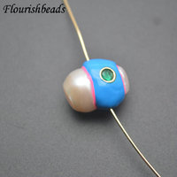 Bonne qualité blanc perle d'eau douce émail coloré mauvais yeux rugueux rond perles en vrac pour la fabrication de bijoux collier Bracelet