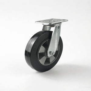 Roulettes industrielles pivotantes robustes en aluminium avec bande de roulement en caoutchouc élastique et support plaqué - Product Image 6