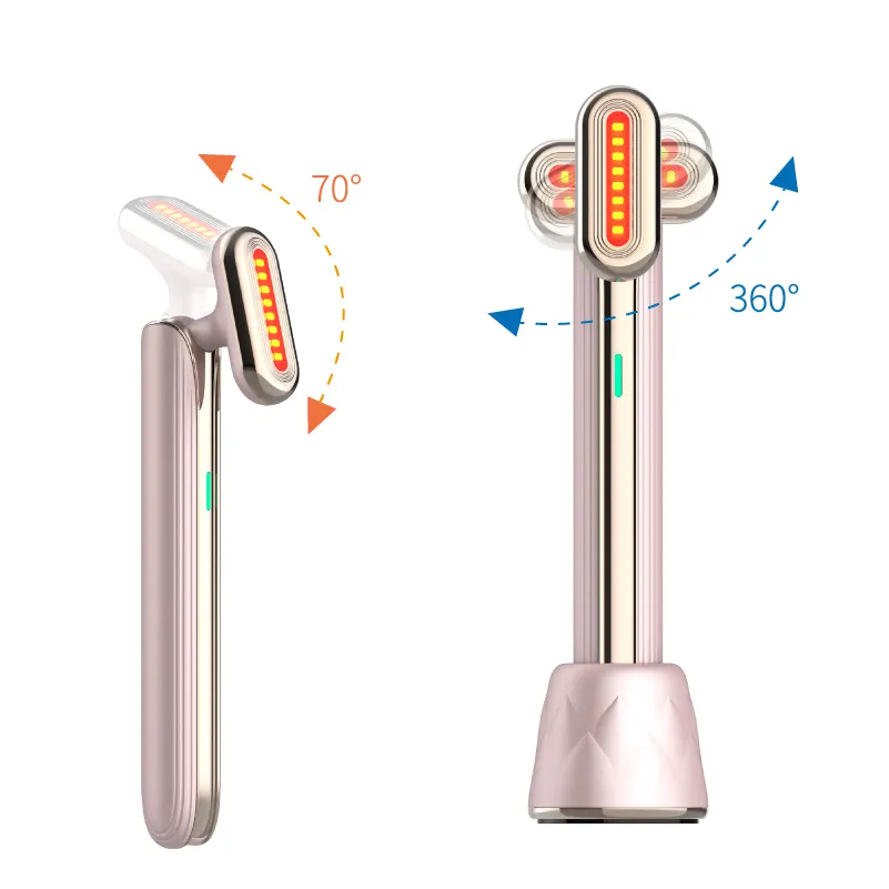 Tongkat Perawatan Wajah 4 in 1, produk rilis baru tongkat terapi lampu Led merah arus mikro kompres panas kecantikan kulit
