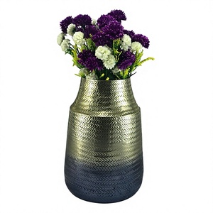 Modern Handmade Metal <b>Vase</b> With Zigzag Pattern Black To <b>Gold</b> Gradient Decorative Tabletop Flower Pot - Product Image 2