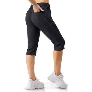 <b>Womens</b> Golf <b>Capri</b> <b>Pants</b> 18 Inch Quick Dry 3/4 Length With Zipper Pockets Sporty Elastic Waist Hiking Wear - Product Image 2