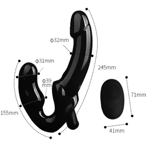 Vibrator Dildo Strap-on Tanpa Tali untuk Lesbian, Remote Control 10 Kecepatan, Vibrator Dua Kepala untuk Wanita, Mainan Seks untuk Dewasa - Product Image 6