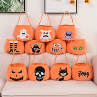 Grand panier de citrouille en velours pour Halloween Big Jack O Lantern Sacs de bonbons en forme de main pour les fournitures de fête d'Halloween