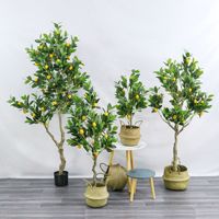 Plante verte artificielle en plastique au sol plante en pot bonsaï fleurs décoratives longue durée intérieur/extérieur décoration de la maison