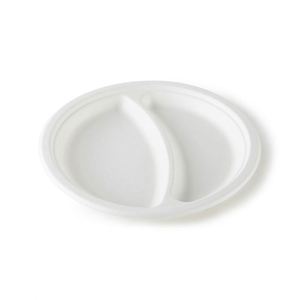 Assiettes alimentaires portables biodégradables en fibre de bagasse de canne à sucre, écologiques, blanches, à prix compétitif, 9''/10''/12'' - Product Image 1