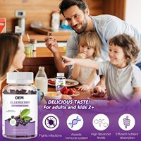 VitaHall OEM Marque Privée Soutien Immunitaire Gommes Nettoyantes au Sureau Noir avec Zinc et Vitamine C 60 Unités Sans Gluten
