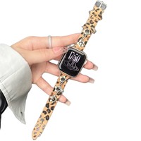 Montre en cuir léopard douce et élégante, compatible avec le bracelet Huawei GT5 FIT3/4/4Pro watch 8/9/10