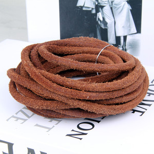 Cordoncino in Pelle di <span class=keywords><strong>Yak</strong></span> e Vacchetta con Finitura Scamosciata HW DIY, 5 6 8MM, Colore Naturale Originale, Materiale per Tessitura Artigianale e Creazione di Gioielli - Product Image 2