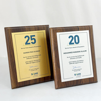 Plaque de certification en bois avec impression personnalisée, plaqué or et argent, pour trophées et récompenses d'entreprise