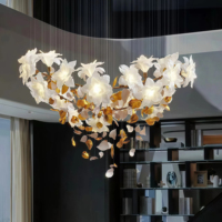 Lampe décorative en forme de fleur faite à la main JYLIGHTING, lustre en verre pour hall d'entrée et escalier, luminaire suspendu