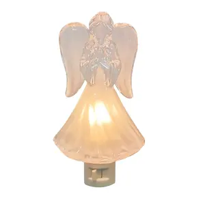 Lâmpadas de parede HQ Glow Angel Night, lâmpadas de parede para rezar, luz noturna de anjo, plug em parede, inclui um interruptor liga/desliga rotativo transparente de 5w C7