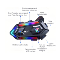 Casque de moto étanche à la poussière Y20 avec écouteurs, design lumineux RGB, longue autonomie de la batterie, basses puissantes, écouteurs pour la conduite