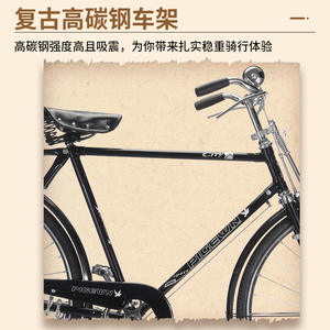 Cuadro de Bicicleta Retro Negro de 28 Pulgadas en Acero al Carbono de Alta Resistencia para Uso en Camiones - Product Image 2