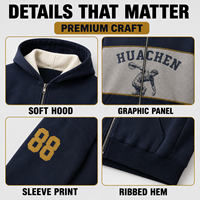 Sweat à capuche zippé personnalisé en molleton épais 500 GSM pour homme, impression sérigraphique, fermeture éclair bidirectionnelle, color block, style streetwear vintage, OEM ODM, marque privée