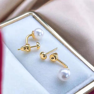 Accessoires en argent S925 pour perles DIY, perles de 8-10 mm, 21996, support double usage pour boucles d'oreilles, support vide, boucles d'oreilles à clous tendance - Product Image 4