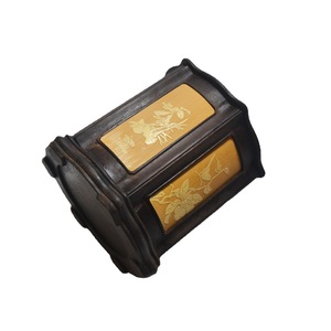 Bamboo Pen Holder Square Shape ZBT 002 Carved Floral Design Office Stationery - Product Image 5