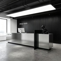 Comptoir de réception en acier inoxydable de style minimaliste moderne pour salle de sport, studio de danse, entreprise, salon de coiffure, magasin de vêtements, bar, caisse