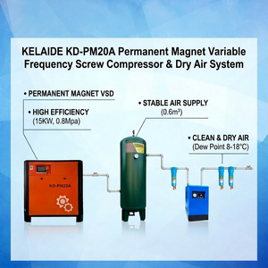 เครื่องอัดอากาศแบบสกรูแม่เหล็กถาวร KELAIDE KD-PM20A กำลังไฟ 15 กิโลวัตต์ แรงดัน 0.8 เมกะปาสคาล ระบบหล่อลื่นอุตสาหกรรม ระบายความร้อนด้วยอากาศ แรงดันไฟฟ้า 380 โวลต์ AC แบบติดตั้งถาวร 5 - Product Image 1