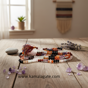 สร้อยประคำเจ็ดจักระทำจากหินอาเกตแกะสลัก งานฝีมือศาสนาทำด้วยมือ - Product Image 3
