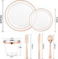 150 pièces – Vaisselle de luxe jetable en plastique or rose, assiettes et gobelets résistants à la chaleur, compatibles micro-ondes, sans BPA, pour 25 personnes