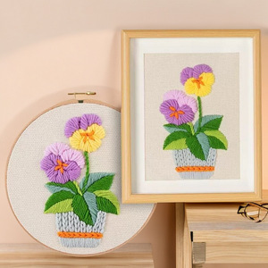 DIY Cross Stitch Crafts Embroidery Kit with Patterns Needlepoint Sewing Accessory Including Hoops Instructions Floss