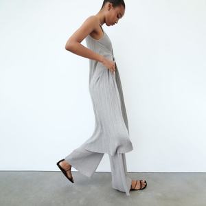 Vente en gros OEM, mode estivale, logo personnalisé, robe maxi décontractée sans manches en tricot pour femmes - Product Image 3