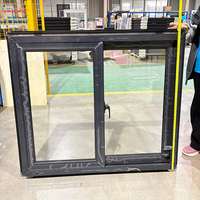 Schwarzes Aluminium-Doppelschiebefenster 70mm Profil mit Thermischer Trennung und Glas - Energieeffizientes Fenster OEM Maßanfertigung für Gebäude