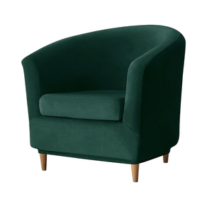 OBCREAT Soft Velvet Stretch 2 pièces Housses de fauteuil pour salon, chambre et appartement-Housses de meubles modernes vert foncé - Product Image 1