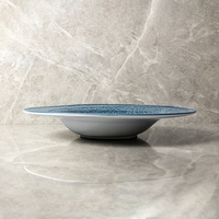 2024 nouveau Design vaisselle Restaurant hôtel café grand 10 "12" pouces en céramique bleu glaçure assiettes à soupe assiette à pâtes dîner fin