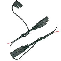 18AWG SAE konektor kawat Harness SAE 2 Pin konektor ke telanjang kabel tembaga dengan isolasi hitam untuk mobil, sepeda motor, baterai