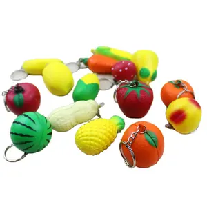 Creative Keychain Foam Sponge Fruit Keychain Backpack Pendant Simulation Vegetable Toy Model Wholesale