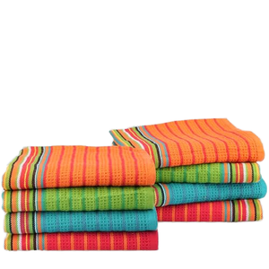 Striped Cotton <b>Kitchen</b> Towels Rectangle Woven Multi Color Set Machine Washable for Home Use - Product Image 1
