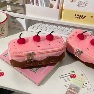 <b>Small</b> Zipper Cosmetic Case Cherry Cake Shaped Pen Bag Makeup Multifunction Cosmetic Brush Pencil Storage Toilet Bag - Product Image 4
