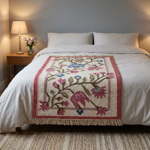 Grand tapis bohème tissé à la main en laine et coton à poils moyens avec envers en laine pour salon, chambre et décoration de fenêtre - Product Image 2