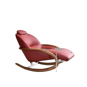 Sillón Reclinable de Madera Maciza y Cuero, Silla Mecedora para Sala de Estar, Completamente Ensamblado - Product Image 5