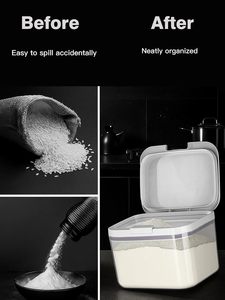 PP <b>Plastic</b> Injection-Molded Rectangle <b>Food</b> Grain Dispenser 25Kg Storage <b>Container</b> for Cereal and Rice Modern Kitchen Organizer - Product Image 3