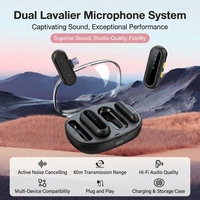 Sistema de Micrófono Lavalier Inalámbrico Dual con Cancelación Inteligente de Ruido y Clip, con Estuche de Carga para iPhone, Android, Cámara y Transmisión en Vivo