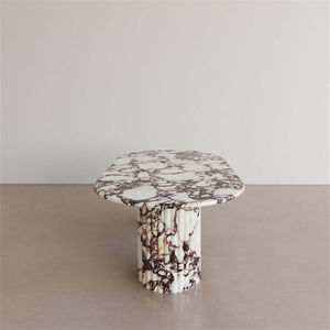 Tables basses de salon Newstar, base en <span class=keywords><strong>colonne</strong></span> cannelée, piliers, pieds de table en pierre, table basse ovale en marbre travertin - Product Image 4