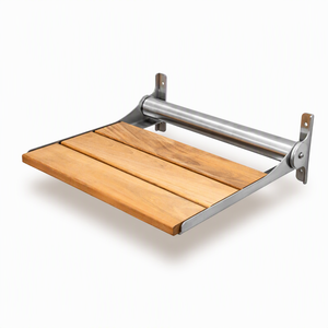 Wood Teak <b>Shower</b> Seat Wall Mounted Foldable Slatted Bathroom Accessory - Product Image 1
