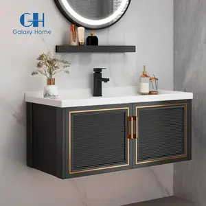 Odm tinggi Gloss tahan lama Makeup bingkai logam cermin rias kamar mandi Vanity kabinet dengan Hotel