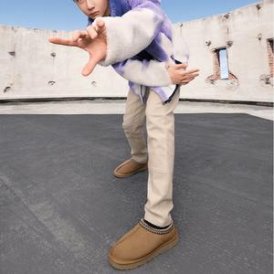 Chaussons d'hiver en peau de mouton et laine pour hommes et femmes, style ethnique, tissés, à enfiler, chauds, en coton, pour la neige, avec lacets - Product Image 2