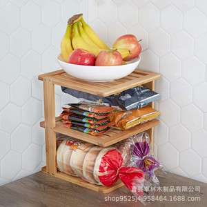 Wooden multi-tiered countertop organizer for kitchen cabinets, food and cosmetic storage <b>racks</b>, three-tiered <b>plate</b> <b>rack</b> - Product Image 3