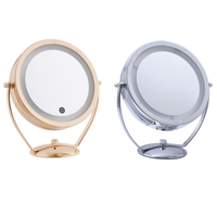 Miroir de courtoisie intelligent 7 pouces de haute qualité double face rotatif à 360° avec lumière LED grossissante miroir de maquillage de bureau personnalisé