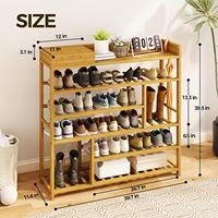 Armoire à chaussures en bambou robuste, rangement à chaussures durable, étagère à chaussures multifonctionnelle avec boîte de rangement pour l'entrée de la porte d'entrée