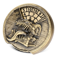 Dés de jeu en métal 3-en-1 avec motif boîte au trésor en relief et roulette monstre pour jeux de rôle et jeux de table