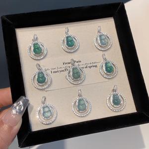 S925 Pure Silver Natural Sea Blue Treasure Necklace Simple Fresh Oval <b>Pendant</b> Snake Bone Chain Cool Feeling <b>Fine</b> <b>Pendants</b> <b>Charms</b> - Product Image 2