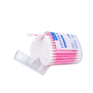 Biodegradable Ears <b>Makeup</b> Cleaning 100pcs/<b>Box</b> Cotton Buds pink stick Cotton swab with love <b>box</b> - Product Image 3