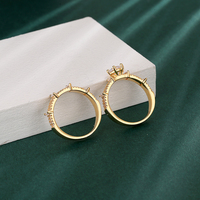 Bague en Zircon Plaqué Or 18K de Haute Qualité, Ensemble de Bijoux pour Femme, Bague de Mariage et de Fiançailles Dorée, Vente Chaude